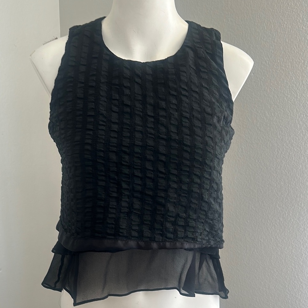 Jonathan Simkhai Size XS Elegant Black Silk Textured Sleeveless Top